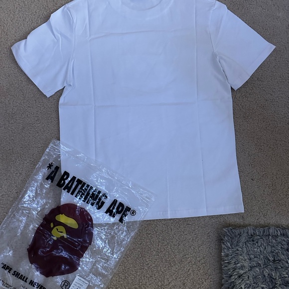 Bape White Tee with Green and Blue Camo Tag - Picture 2 of 8